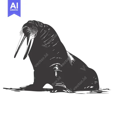Popular premium asset: Black and White Silhouette of a Walrus with Large Tusk