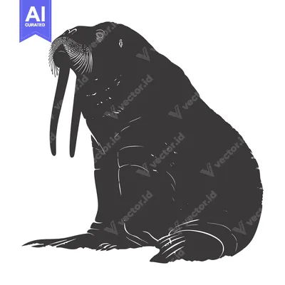 Aset premium populer: A Silhouette of a Walrus with Large Tusk