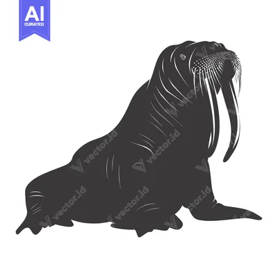 Aset premium populer: Silhouette of a Walrus with Large Tusks
