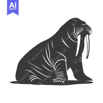 Premium design asset: Silhouette of a walrus with prominent tusks