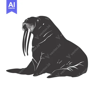 Popular premium asset: Silhouette of a Walrus with Visible Tusk and Flippers