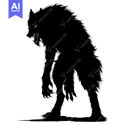 Popular premium asset: A Silhouetted Werewolf Standing With Claws Extended