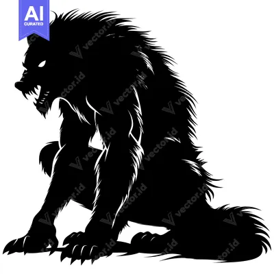 Popular premium asset: A black silhouette of a snarling werewolf sitting on its haunches