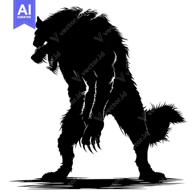 Popular premium asset: A Silhouette of a Werewolf Standing on its Hind Legs