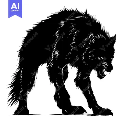 Aset premium populer: A Black and White Silhouette of a Growling Wolf