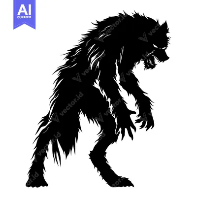 Popular premium asset: A Black and White Silhouette of a Werewolf