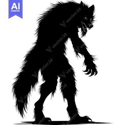 A Silhouette of a Werewolf Standing on All Fours, With Its Mouth Open