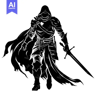 Popular premium asset: Silhouette of a Hooded Warrior with a Sword