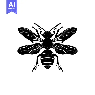 Black and White Stylized Silhouette of a Wasp