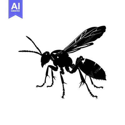 Black Silhouette of a Wasp with Wings Spread