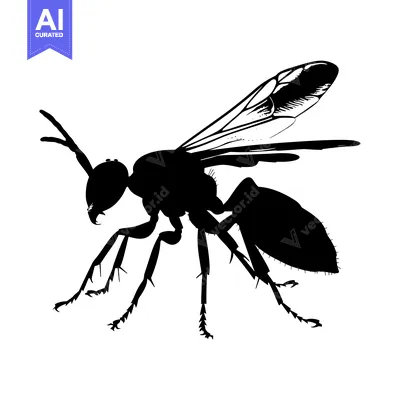 Premium design asset: Black and White Silhouette of a Wasp