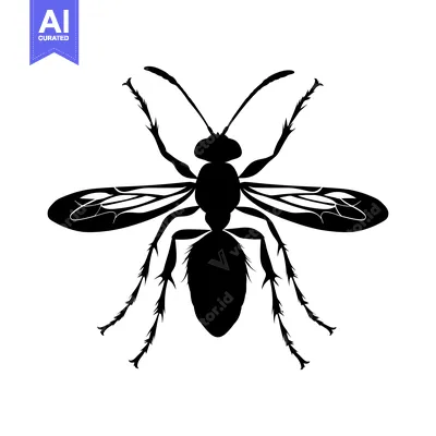 Popular premium asset: Black Silhouette of a Wasp with Spread Wings