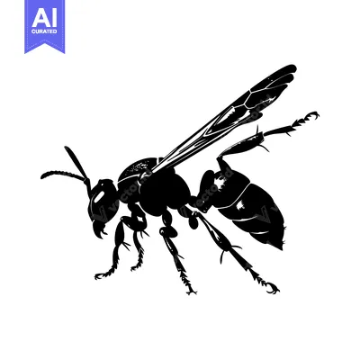 Aset premium populer: Black and White Silhouette of a Wasp in Flight