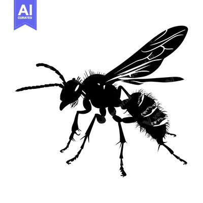 Premium design asset: Black Silhouette of a Wasp in Flight