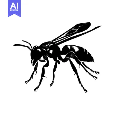 Popular premium asset: Black and White Silhouette of a Wasp