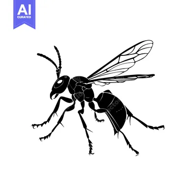 Aset premium populer: Silhouette of a wasp with wings outstretched