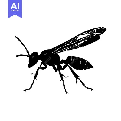 Aset premium populer: Black Silhouette of a Wasp with Spread Wings