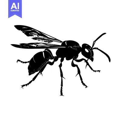 Black and White Silhouette of a Wasp