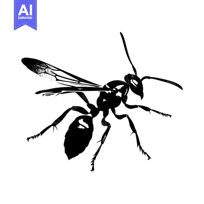 Aset premium populer: Black and White Silhouette of a Flying Wasp