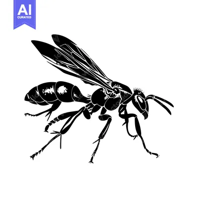 Popular premium asset: Black and White Silhouette of a Wasp
