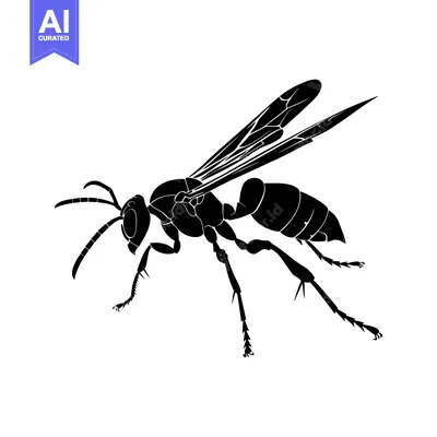 Popular premium asset: Black Silhouette of a Flying Wasp