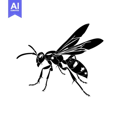 Aset premium populer: Black and White Silhouette of a Wasp in Flight
