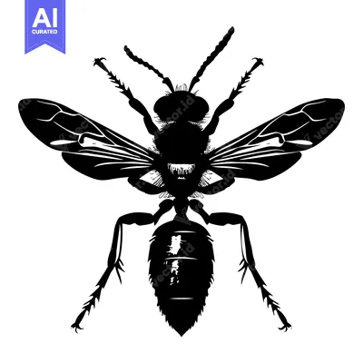 Aset premium populer: Black and White Silhouette of a Wasp