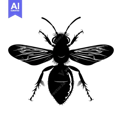 Popular premium asset: Black and White Silhouette of a Bee with Wings Spread