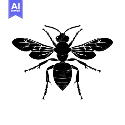 Black Silhouette of a Bee with Outstretched Wings