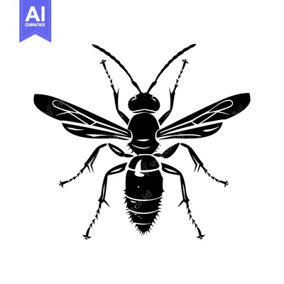 Black and White Silhouette of a Wasp