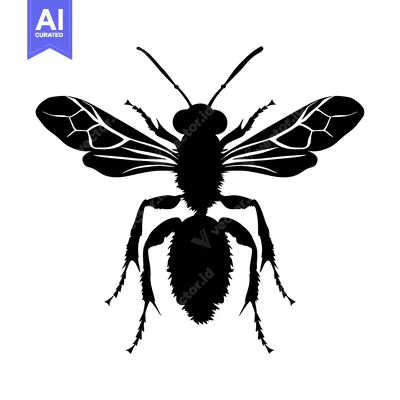 Black and White Silhouette of a Bee