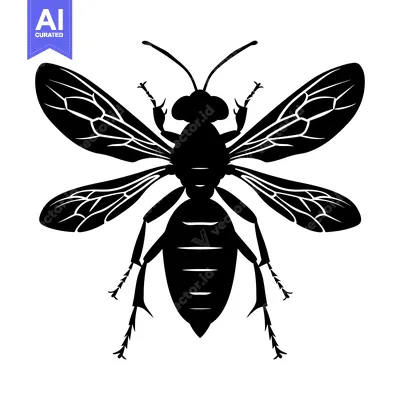 Popular premium asset: Black Silhouette of a Wasp with Spread Wings