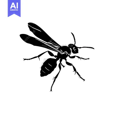 Aset premium populer: Black and White Silhouette of a Wasp in Flight