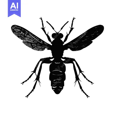 Premium design asset: Silhouette of a Wasp with Spread Wings