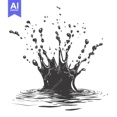 Aset premium populer: Black Ink Droplet Splashing into Water