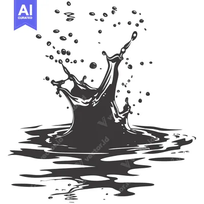 Aset desain premium: Black and White Ink Splash Illustration