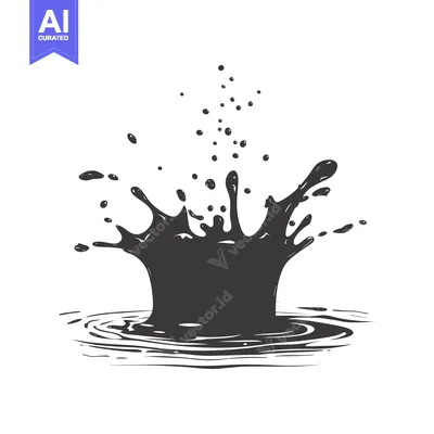 Premium design asset: Black Liquid Splash with Ripples and Droplets