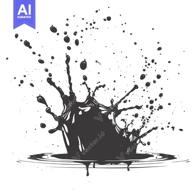 Black Liquid Splashing and Creating Ripples in Water