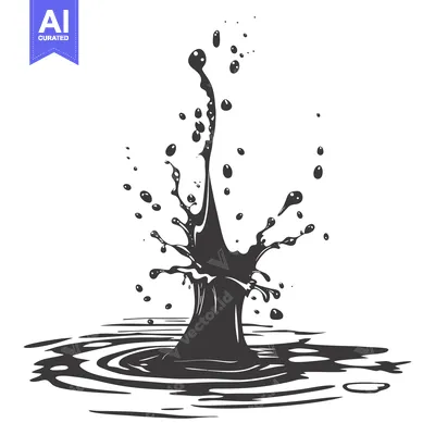 Aset desain premium: Black Liquid Splash with Ripples