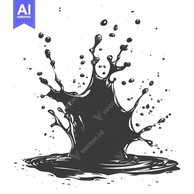 Popular premium asset: A Black Liquid Splash with Scattered Droplets