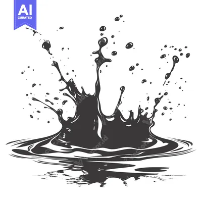 Aset desain premium: A Splash of Liquid Forming a Circular Pool on a White Background