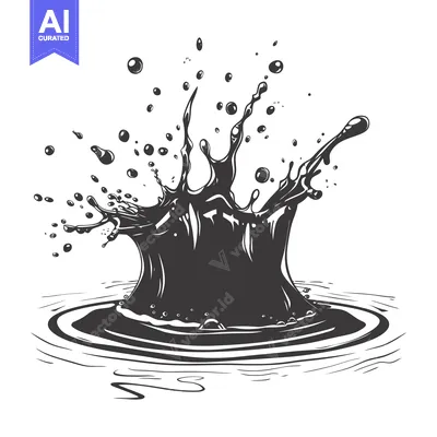 Aset premium populer: Ink Drop Splash with Ripples and Bubbles