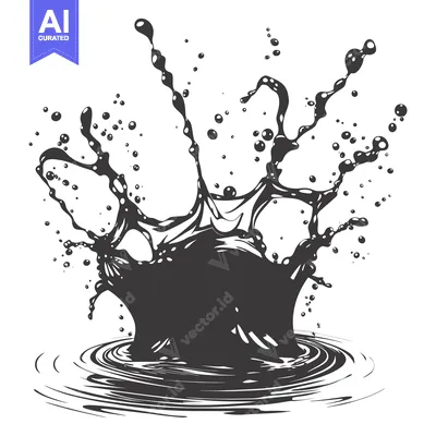 Black Liquid Splashing and Creating Ripples