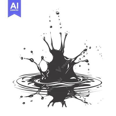 Black Liquid Splashing into a Pool with Ripples