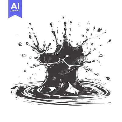 Aset premium populer: Black Ink Splash With Circular Ripples
