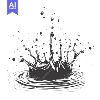 Popular premium asset: A Black and White Illustration of a Splash of Water