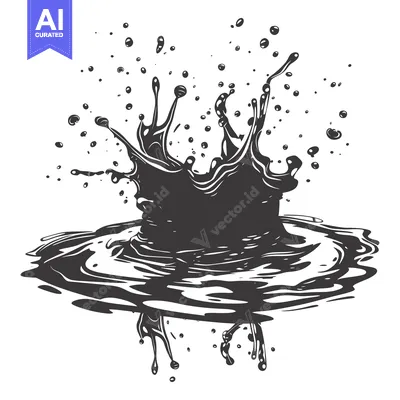 Black Liquid Splashing and Creating a Crown-Like Shape