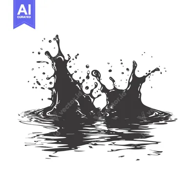 Aset premium populer: Black Ink Splashes and Ripples on a White Surface