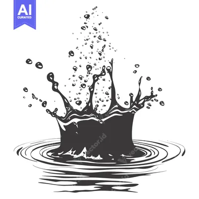 Water Droplet Splashing in a Pool, Creating Ripples and Bubbles