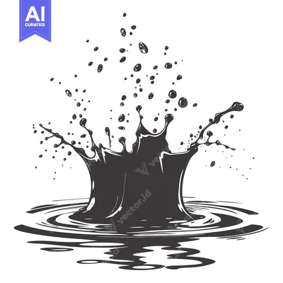 Popular premium asset: Black Liquid Splash with Ripples and Droplets